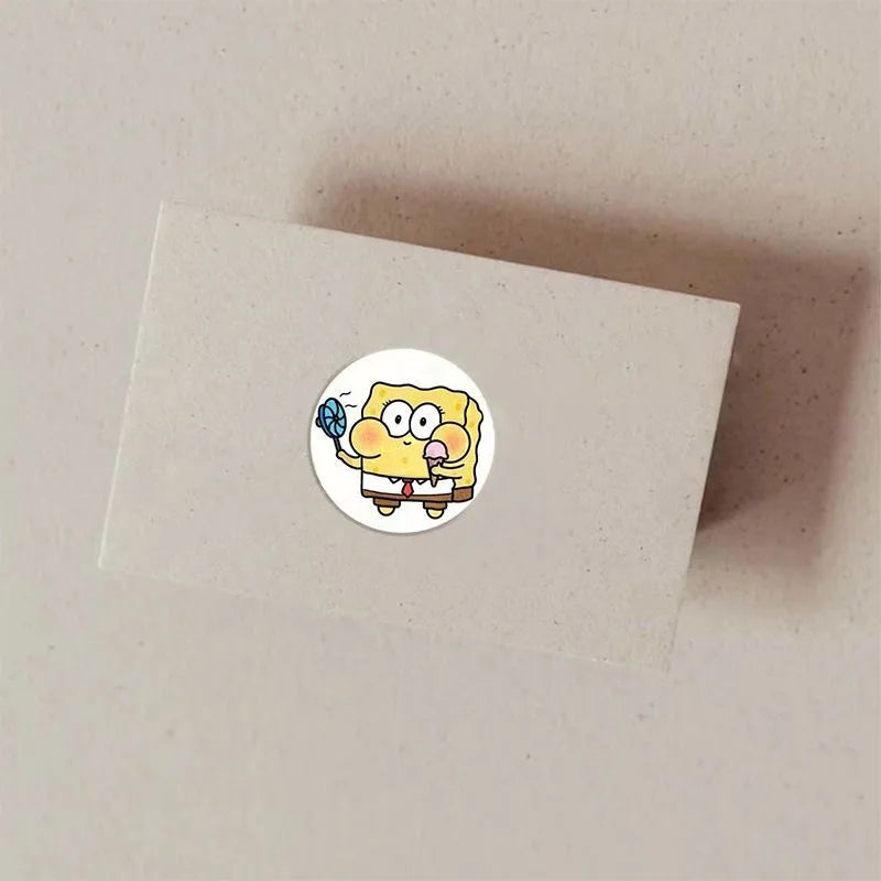 500PCS/Roll Kawaii SpongeBob Cartoon Anime Stickers - Image 5