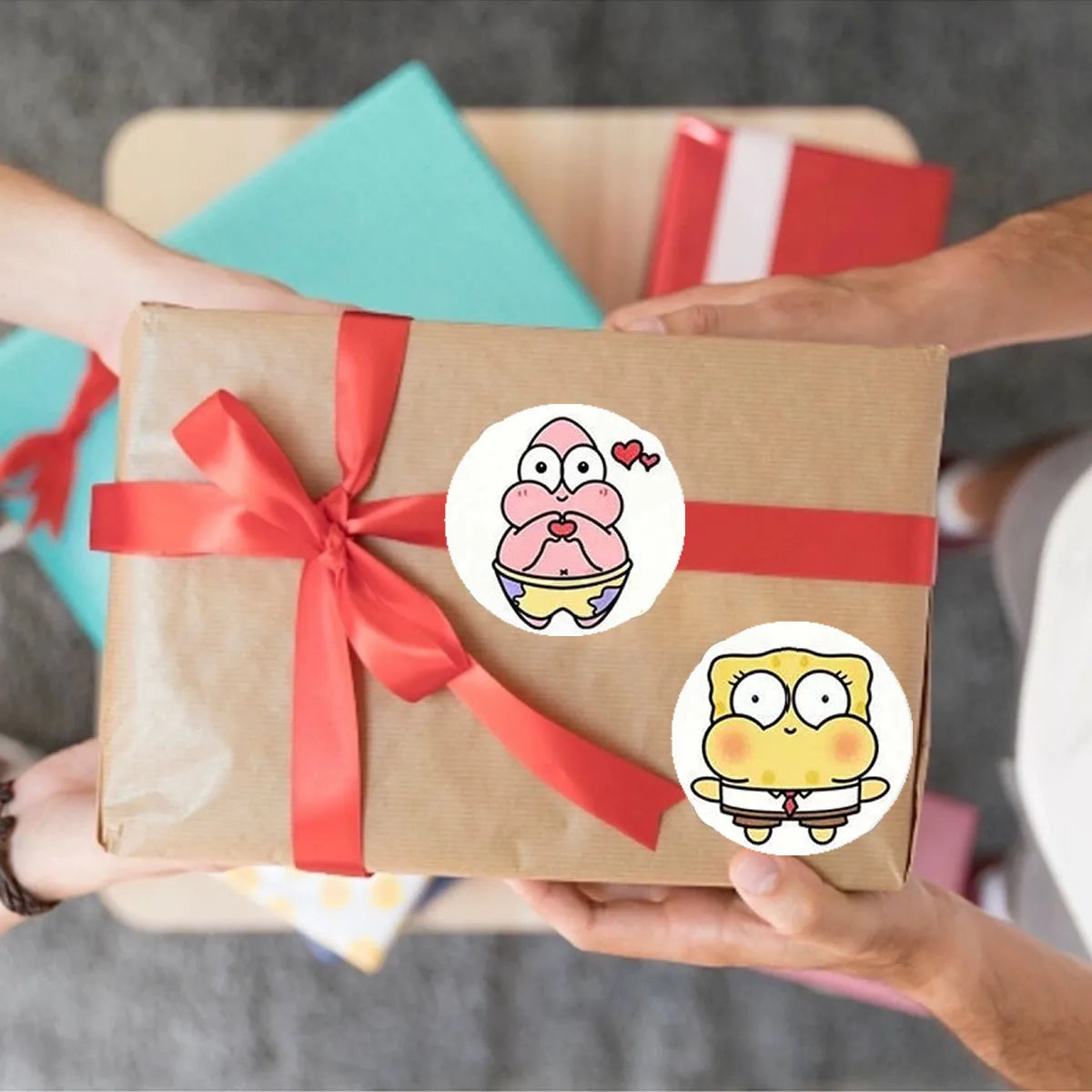 500PCS/Roll Kawaii SpongeBob Cartoon Anime Stickers - Image 6