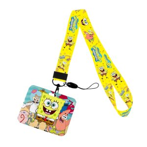 Cartoon SpongeBob ID Card Holder with Lanyard