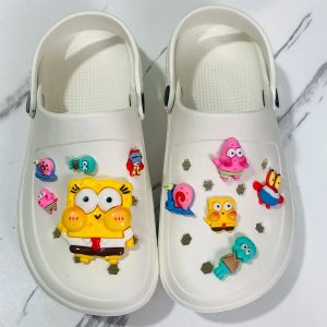 10pcs Cute SpongeBob SquarePants Shoe Decorations